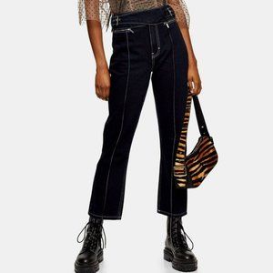 Topshop Buckle Waist Straight Jeans 24